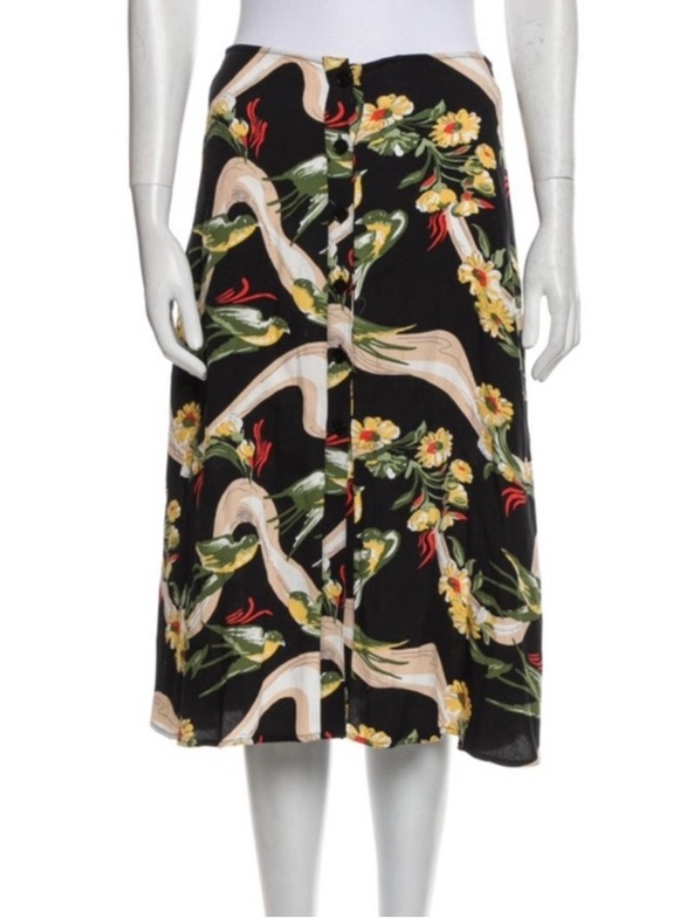 Reformation button up tropical skirt